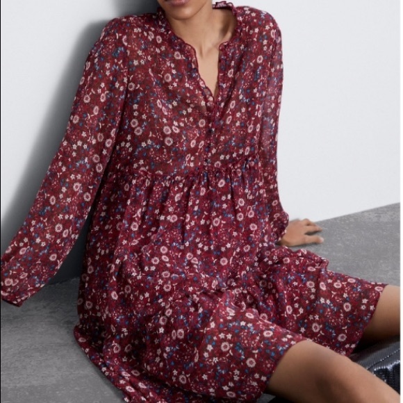 Zara Dresses & Skirts - Zara Floral Print Dress with Gem Buttons